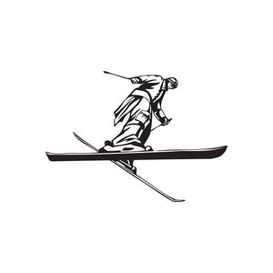 Skiing wall decal: black-and-white skier carving on skis