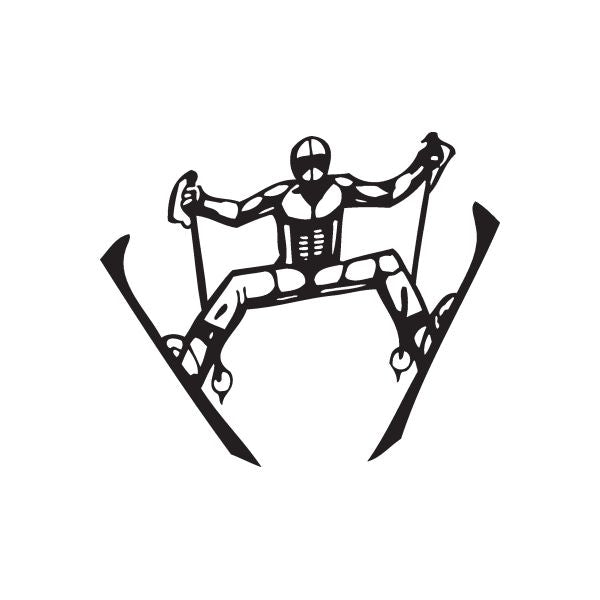 Skiing wall decal with black outline of skier pose