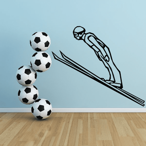 Skiing wall decal vinyl sticker with skier and soccer balls