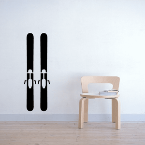 Black skis wall decal with two skis and bindings