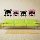Skull and crossbones family decal set with pink bows and black skulls