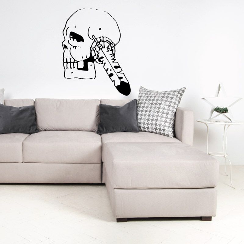 Image of Skull Feathers Wall Decal - Vinyl Decal - Car Decal - DC6110