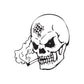 Skull wall decal vinyl sticker, black-and-white skull with flame details