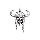 Skull wall decal with horned bull skull design, black graphic with drips