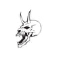 Vinyl skull wall decal with black horned skull face