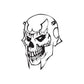 Skull vinyl wall decal with bold black outline and sharp teeth design