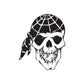 Skull wall decal, black and white vinyl graphic of skull with head covering