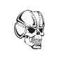 Skull wall decal, black and white stylized skull with bandana and grommet details