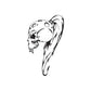 Skull wall decal with grinning skull face and spiky hair, monochrome outline