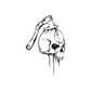 Skull vinyl wall decal with bold black outline and dripping graphic design