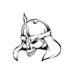 Black-and-white skull wall decal with hooded helmet and arrow spear
