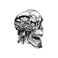 Stylized skull vinyl wall decal, black and white graffiti-style graphic