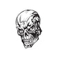Skull vinyl wall decal, black and white stylized skull face