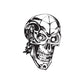 Black vinyl skull wall decal with stylized helmeted skull face