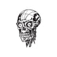 Black skull vinyl wall decal with grinning face and dripping outline