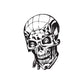 Black and white skull vinyl wall decal with detailed helmeted face
