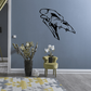 Stylized black skull wall decal in side profile