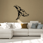 Skull wall vinyl decal in black with stylized side-profile design