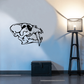 Black vinyl skull wall decal with detailed jaw and teeth, sticker for wall or car.