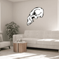 Skull wall decal vinyl sticker with white and black graphic on a wall