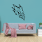 Stylized blue skull wall vinyl decal with horn details