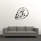 Black skull vinyl wall decal with detailed profile skull illustration