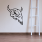 Vinyl skull decal with horned face in black