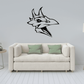 Vinyl skull wall decal, stylized horned face design in black and white