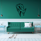 Black skull wall decal vinyl with fierce birdlike profile, single decal