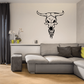 Skull wall decal with bull skull and horns in black vinyl