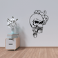 Black skull wall decal with ornate swirls, vinyl sticker for indoor decor
