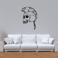 Skull wall decal vinyl sticker, black skull profile with hair detail