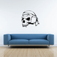 Vinyl skull wall decal in black and white with bandana and headphones
