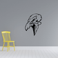 Black skull wall decal with roaring face, stylized outline