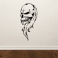 Skull vinyl wall decal, black stylized head with beard and long hair