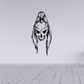 Skull wall decal: black skull with long spiky hair design