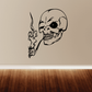Black skull face wall decal with cigarette and smoke lines