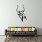 Skull wall decal with black flame and tribal pattern vinyl sticker