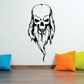 Skull wall decal vinyl sticker, black skull with long hair and beard