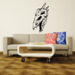 Black skull wall decal with stylized horns and face