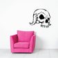Black and white skull wall vinyl decal with detailed teeth and open mouth
