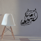 Skull vinyl wall decal with black devil skull face graphic