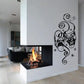 Skull wall decal vinyl sticker with black skull, swirls, stars, and flame motif