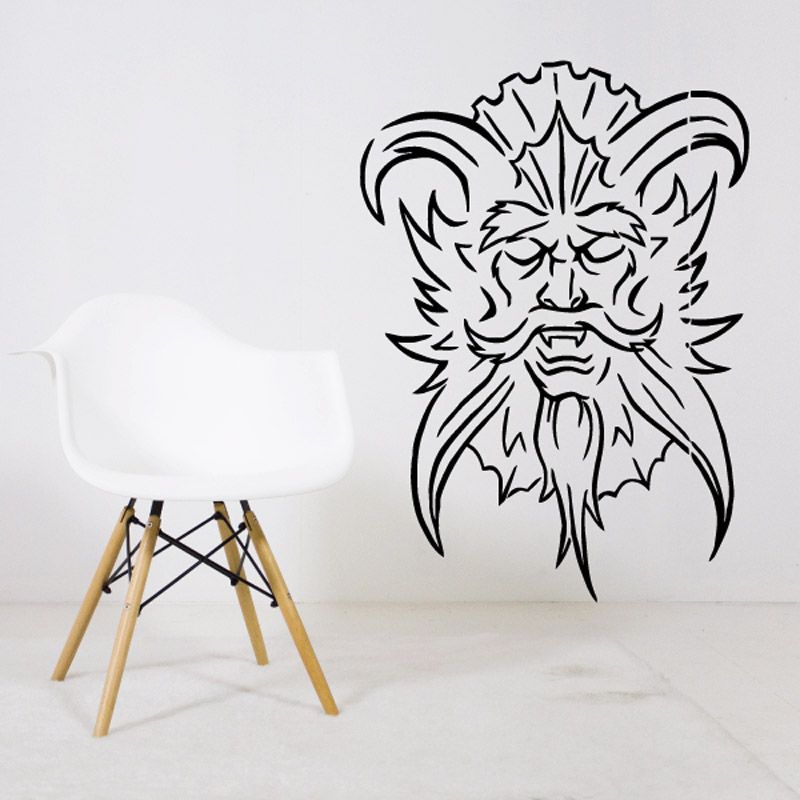Skull wall decal vinyl sticker with detailed black outline