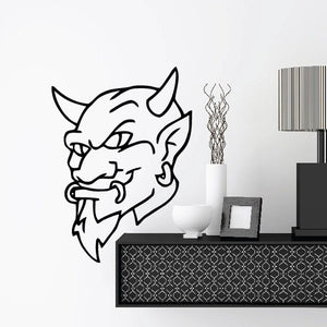 Skull wall decal vinyl sticker with outlined skull face in black
