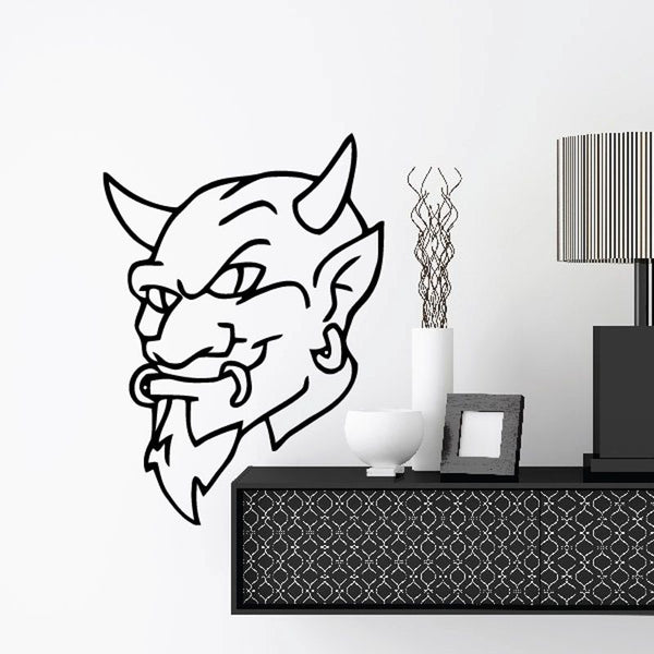 Skull wall decal vinyl sticker with outlined skull face in black