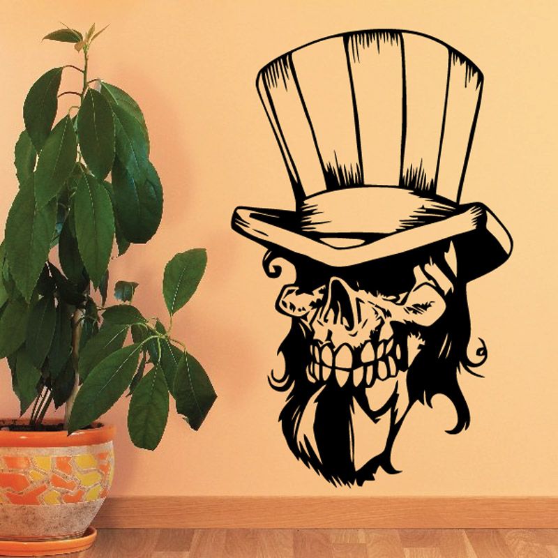 Image of Bearded Top Hat Skull Decal