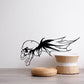 Skull wall decal sticker with black flame wings and skull face