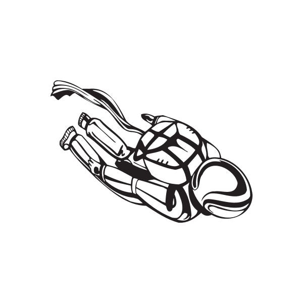 Black-and-white line art skydiver charging through sky decal