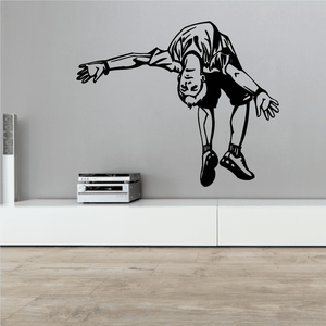 Skydiver flipping decal, black-and-white wall sticker of a parachute jumper mid-flip